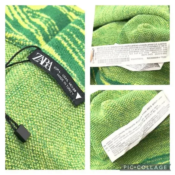 Zara Green Cut Out Jacquard Mini Dress SZ L - Picture 8 of 10